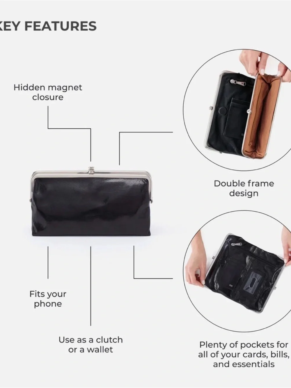 HOBO Lauren Black Wallet Clutch